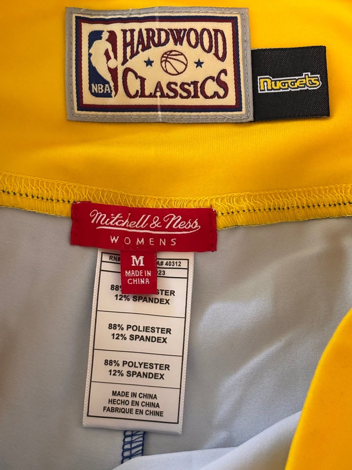 Denver Nuggets Mitchell & Ness NBA HWC Hardwood Classic Blue Gold Yellow Shorts Women’s Medium M NWOT New