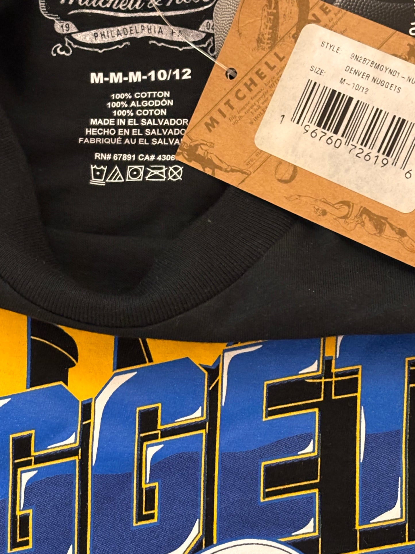 Denver Nuggets Mitchell & Ness NBA HWC Hardwood Classic Black Shirt Anime Character Art Youth Kids Medium M 10-12 NWT New