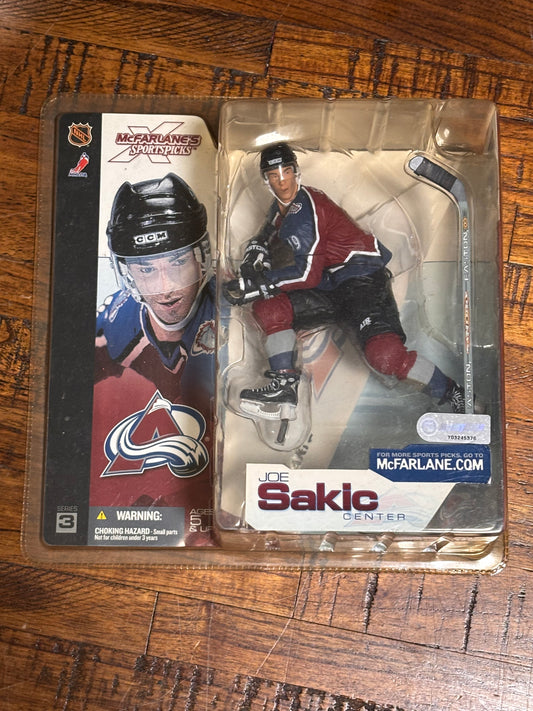 McFarlane Sports Pick NHL Hockey Colorado Avalanche Action Figure Series 3 2002 Dark Blue Red Jersey Joe Sakic New