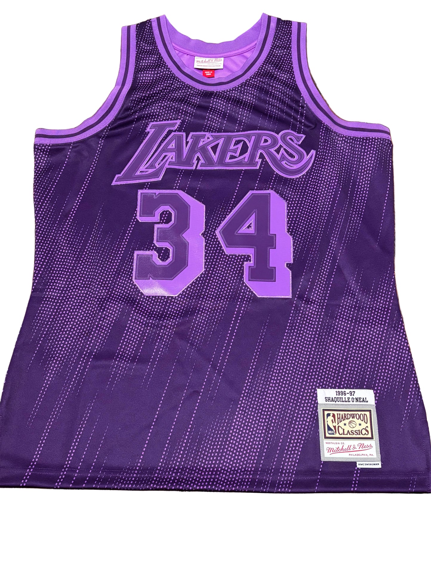 Shaq Shaquille O’Neal Los Angeles LA Lakers Mitchell & Ness NBA Retro HWC Hardwood Classic Swingman 1996-97 Shirt Jersey Monochrome Purple Men’s Large L New NWOT