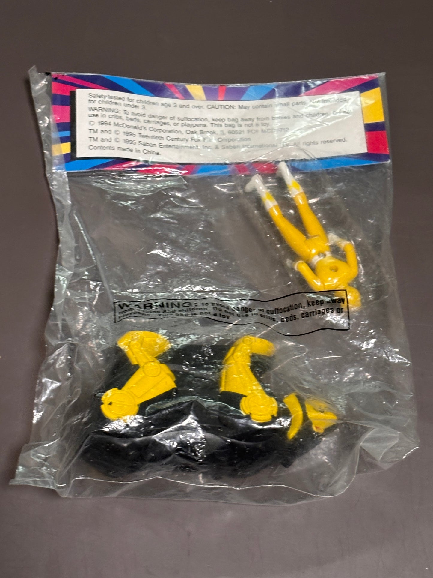 Vintage 1995 McDonald's Power Rangers Toy Yellow Ranger Bear Ninjazord New