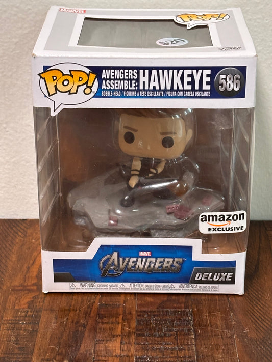 Funko Pop! Marvel Avengers Assemble Hawkeye Deluxe Figure 586 Bobble Head Amazon