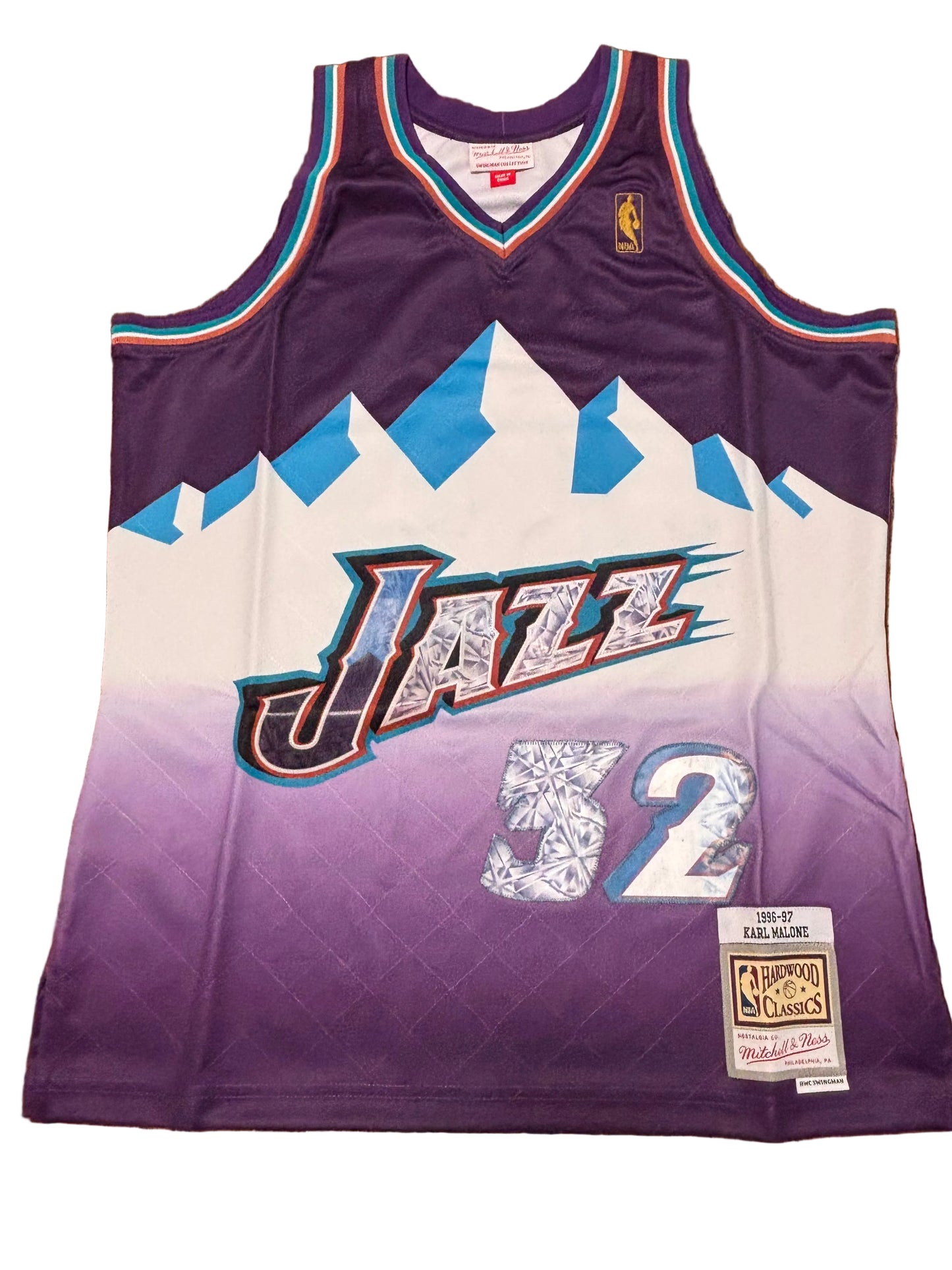 Karl Malone Utah Jazz Mitchell & Ness NBA Retro Hardwood Classic HWC Swingman 1996-97 Road 75th Anniversary Diamond Jersey Blue Mens Large L New NWOT