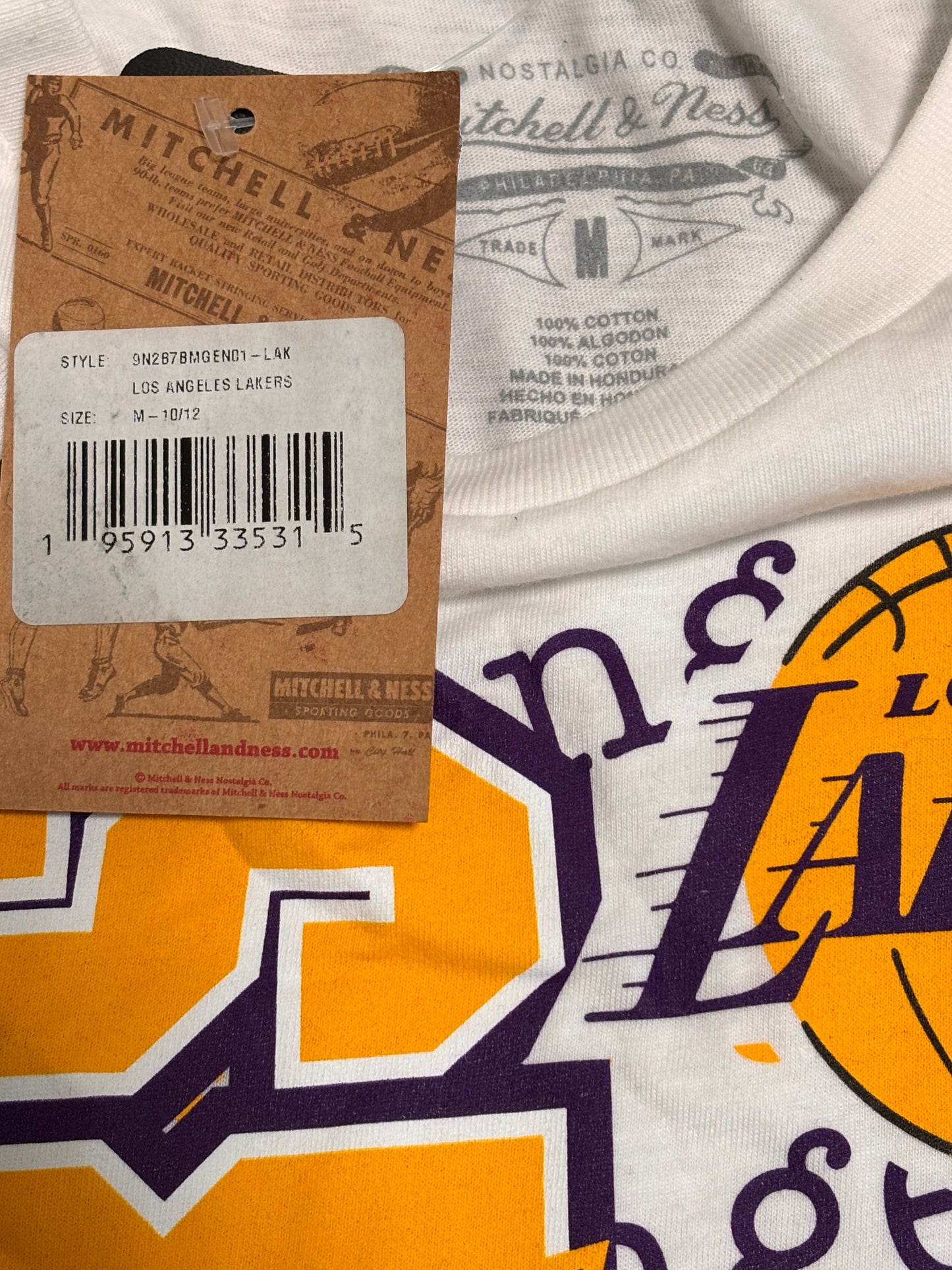 Los Angeles LA Lakers Mitchell & Ness Nba Retro Hardwood Classic HWC Shirt White Youth Kids Medium M 10-12 New NWT