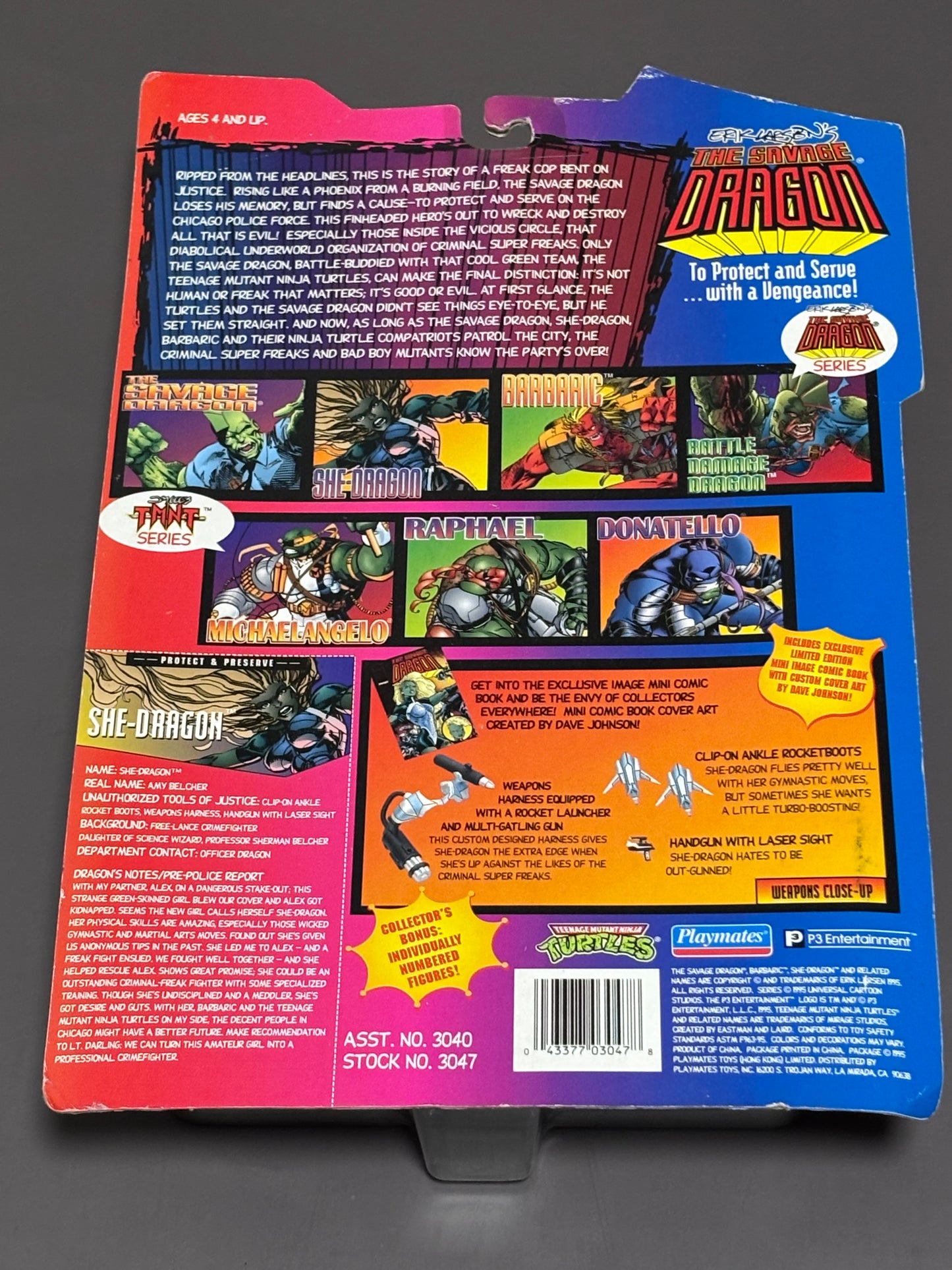 Savage Dragon She Dragon 1995 Playmates Action Figure On Card Mutant Turtles