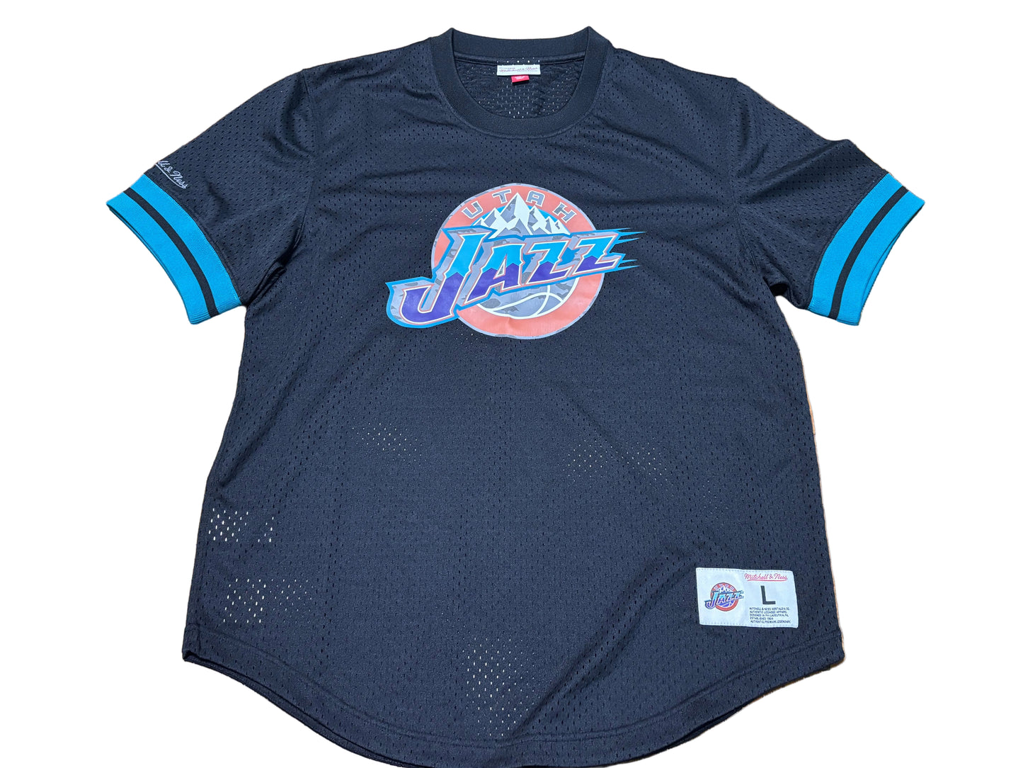 Utah Jazz Mitchell & Ness NBA Retro Hardwood Classic HWC Evergreen Mesh Shirt Jersey Black Teal Turquoise Mens Large L New NWOT