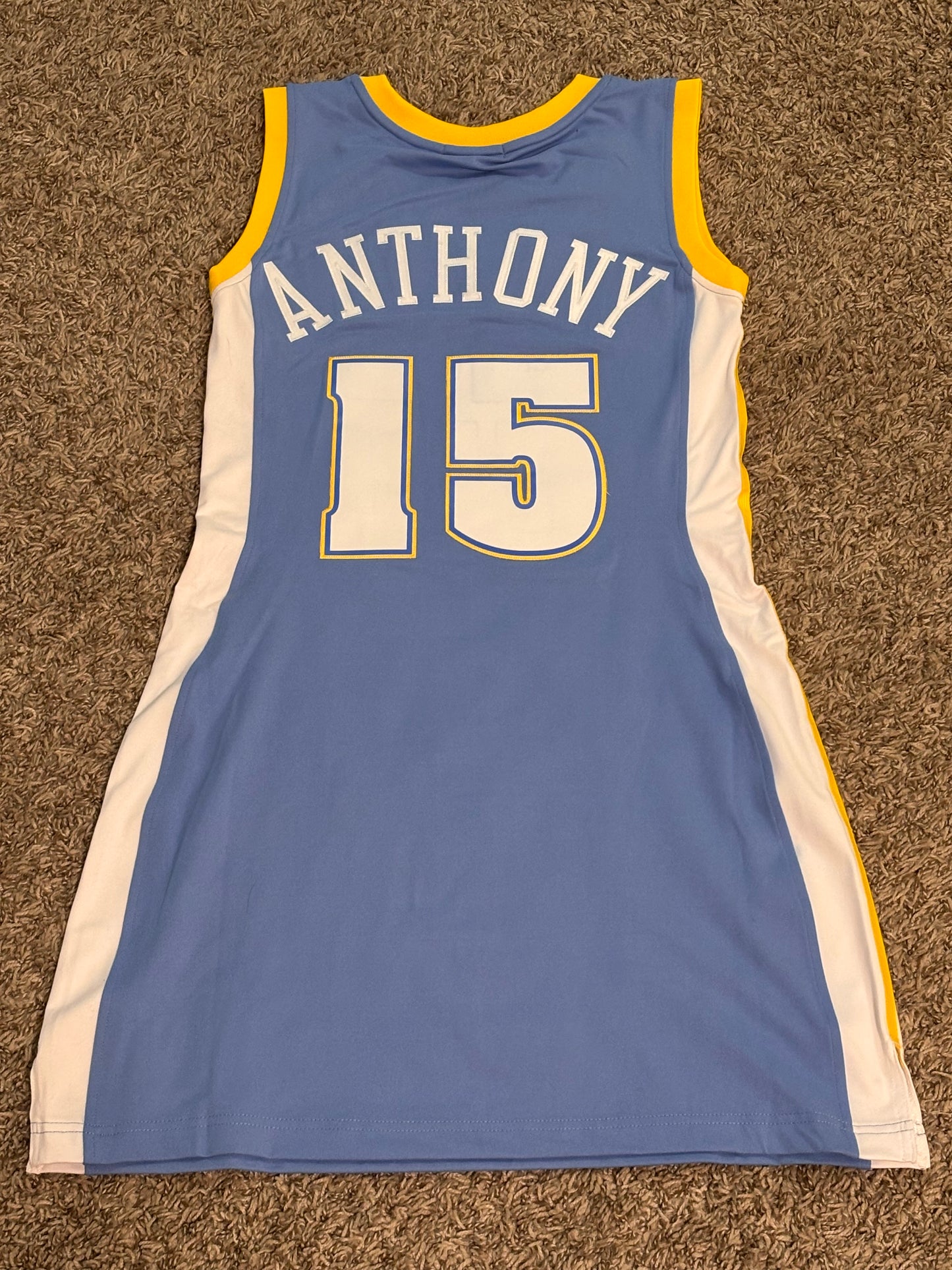 Carmelo Anthony Denver Nuggets Mitchell & Ness 2003-04 Baby Blue HWC Hardwood Classic Jersey Dress Women’s Medium M New NWOT