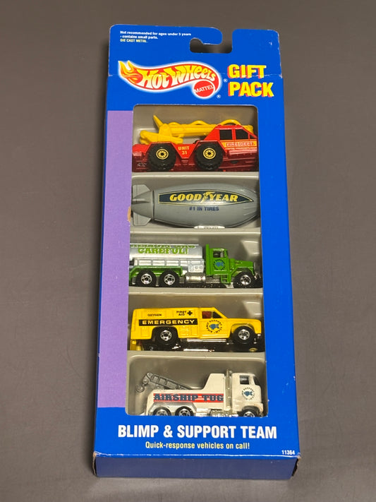 Hot Wheels Blimp Support Team 1991 Goodyear Peterbilt Diecast New 5 Cars