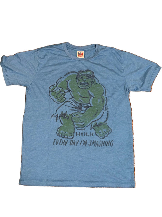 Marvel Junk Food Hulk Smashing Men's Blue Shirt T-Shirt Small S New NWOT