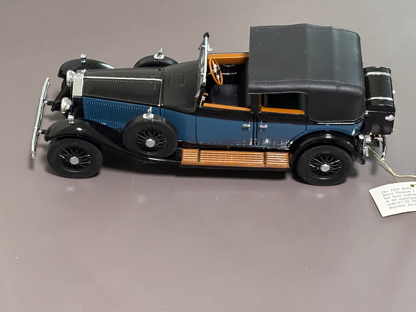 Franklin Mint 1929 Rolls Royce Phantom 1 Black Blue 1/24 Scale Diecast Model Car