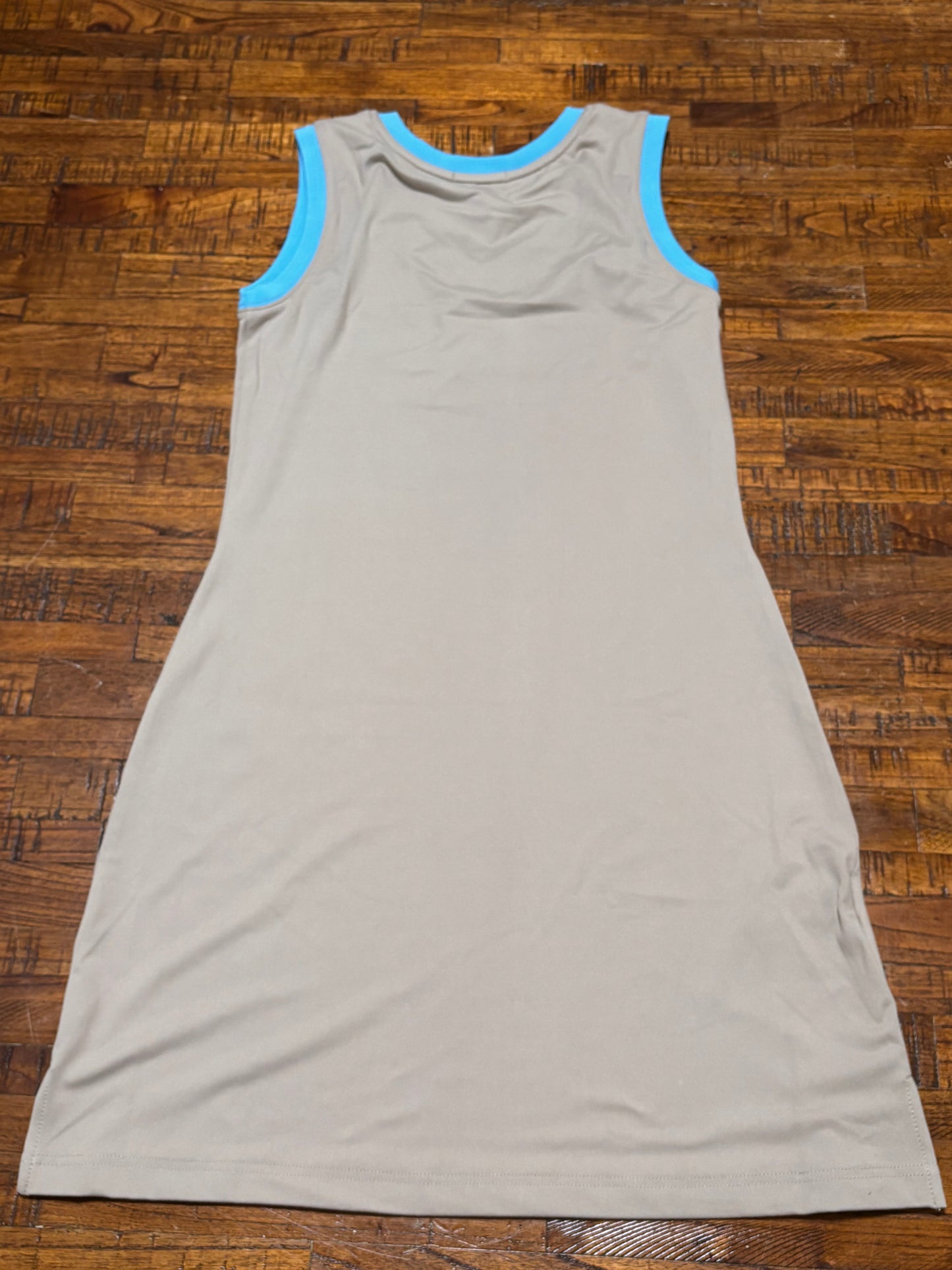 Mitchell & Ness Branded Basketball Jersey Sleeveless Dress Tank Beige Brown Gray Blue Women’s Medium M New NWOT