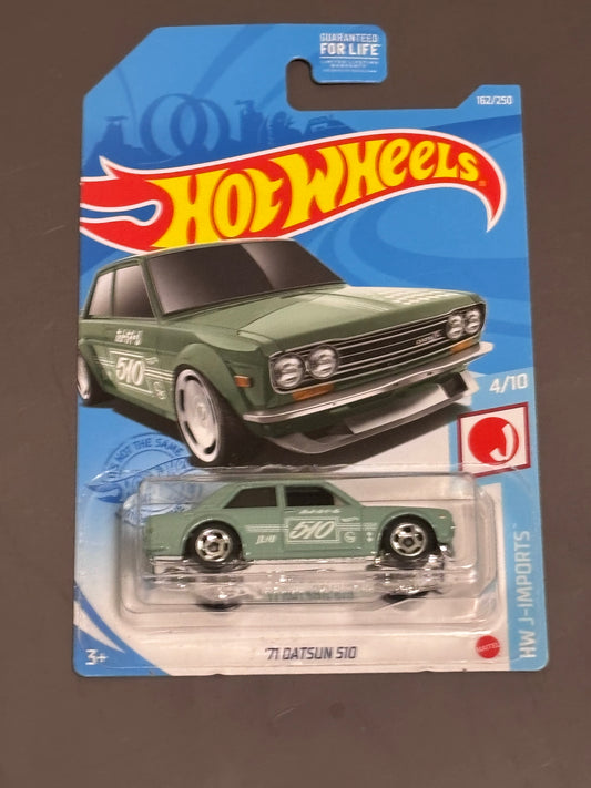 Hot Wheels '71 Datsun 510 Green #162 162/250 2021 HW J-Imports 4/10 Die cast
