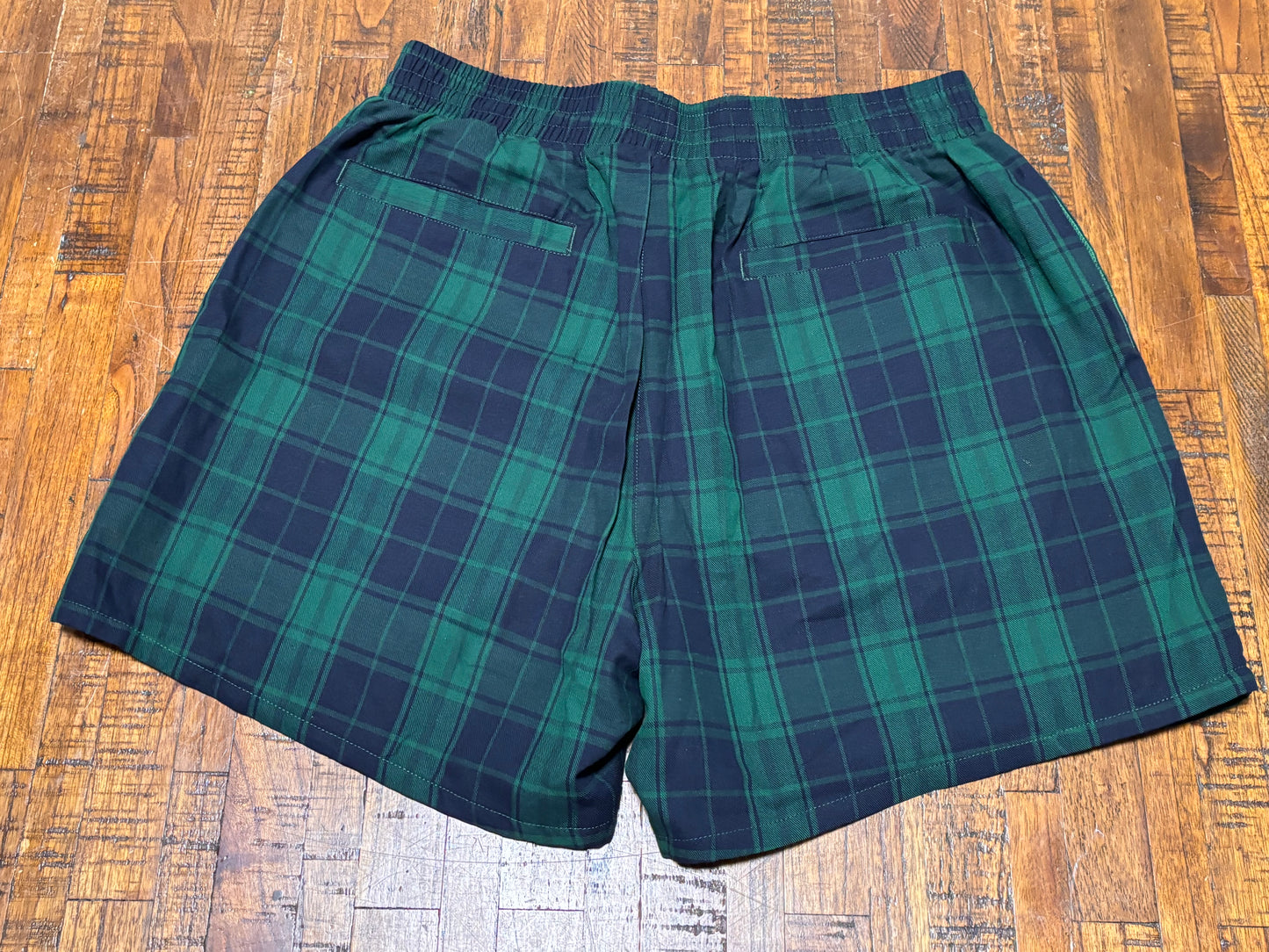 Mitchell & Ness Branded Plaid Shorts Drawstring Green Mens Large L New NWOT