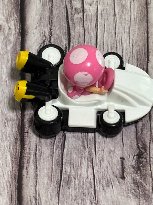McDonalds Nintendo Mario Kart Toadette Racecar Happy Meal Toy Pink White 2022