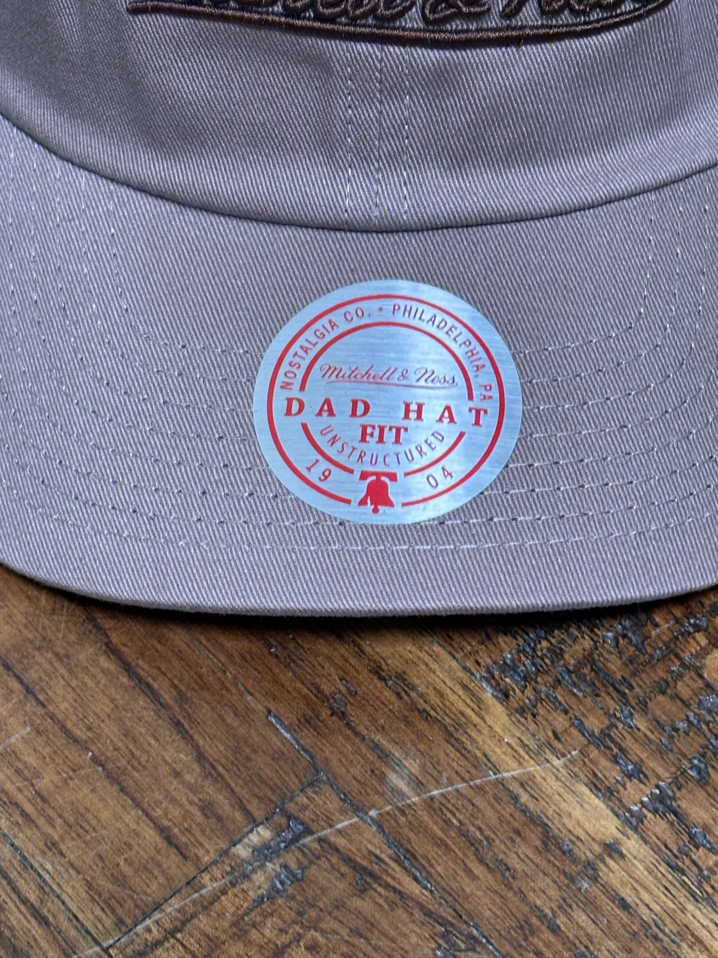 Mitchell & Ness Branded Vintage Script Terra Brown Beige Strapback Adjustable Dad Hat Fit Cap New