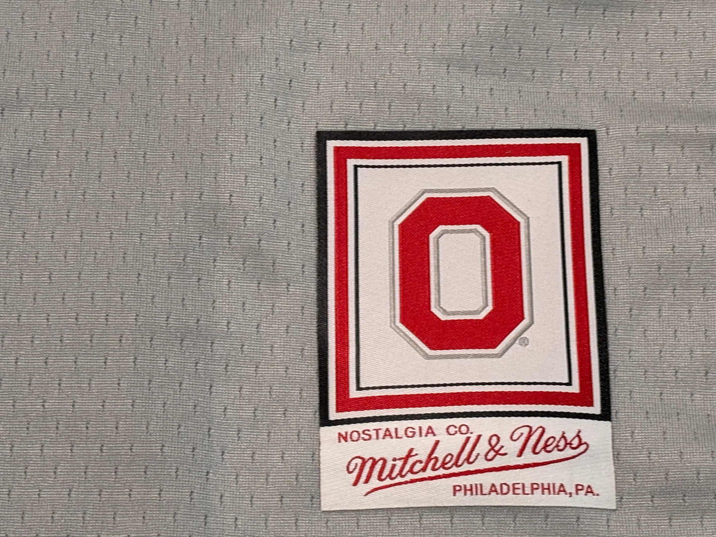 Ohio State Buckeyes Mitchell & Ness College Collegiate Football Fight Song Legacy Mesh Shirt Jersey Gray Men’s Large L NWOT New