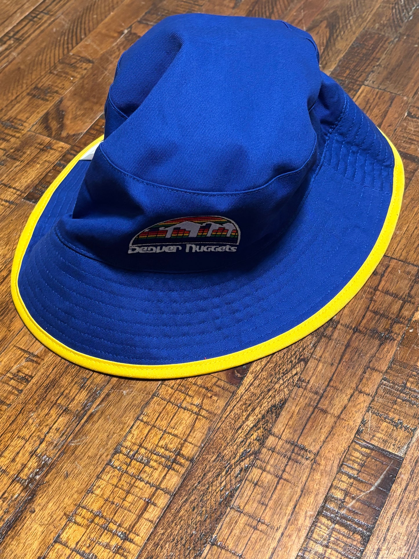 Denver Nuggets Mitchell & Ness Retro Blue Big Face Rim Glass Breaking Rainbow Hardwood Classic Bucket Hat Large Xtra Large L XL New NWT