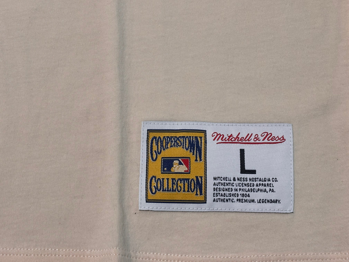 Chicago White Sox Mitchell & Ness Cooperstown Collection MLB Baseball Big Face Logo Team Origins Short Sleeve Shirt T-Shirt Navy Blue White Cream Men’s Large L New NWOT