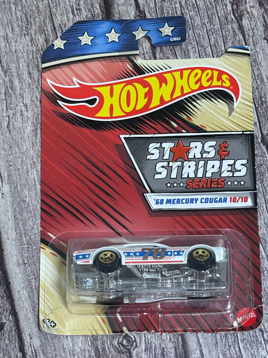 Hot Wheels 2020 Stars & Stripes Series Wal Mart 1968 Mercury Cougar 10/10 White