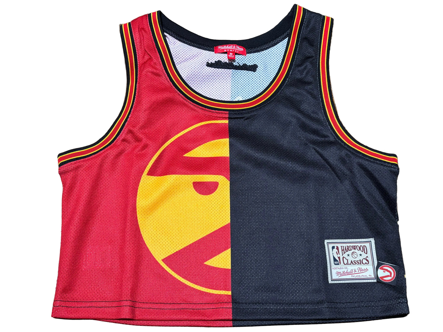 Atlanta Hawks Mitchell & Ness Hardwood Classic HWC NBA Retro Big Face 5.0 Fashion Crop Top Shirt Jersey Red Women’s Medium M New NWOT