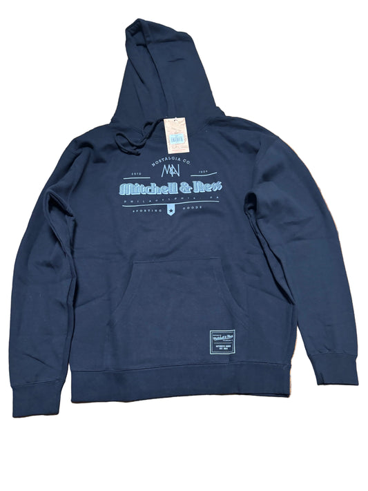 Mitchell & Ness Branded Sports Worker Logo Pullover Sweat Shirt Hoodie Hooded Long Sleeve Tee T Shirt Black Men’s Large L New NWT