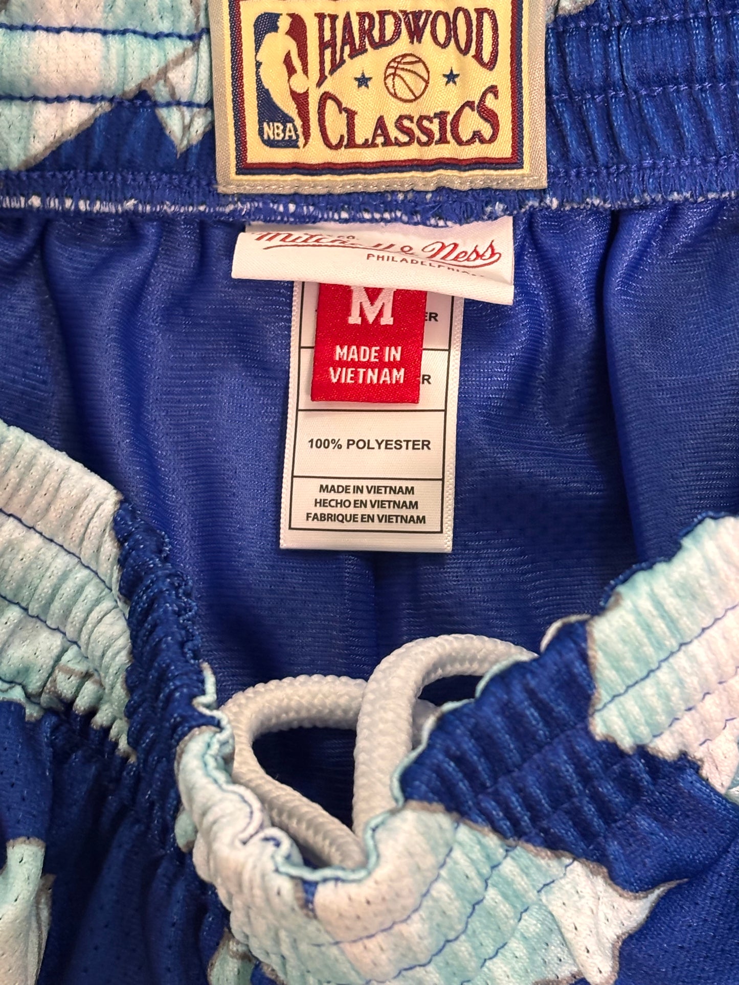 Denver Nuggets Mitchell & Ness Retro Blue Big Face Rim Glass Breaking Hardwood Classic Shorts Mens Medium M New NWOT
