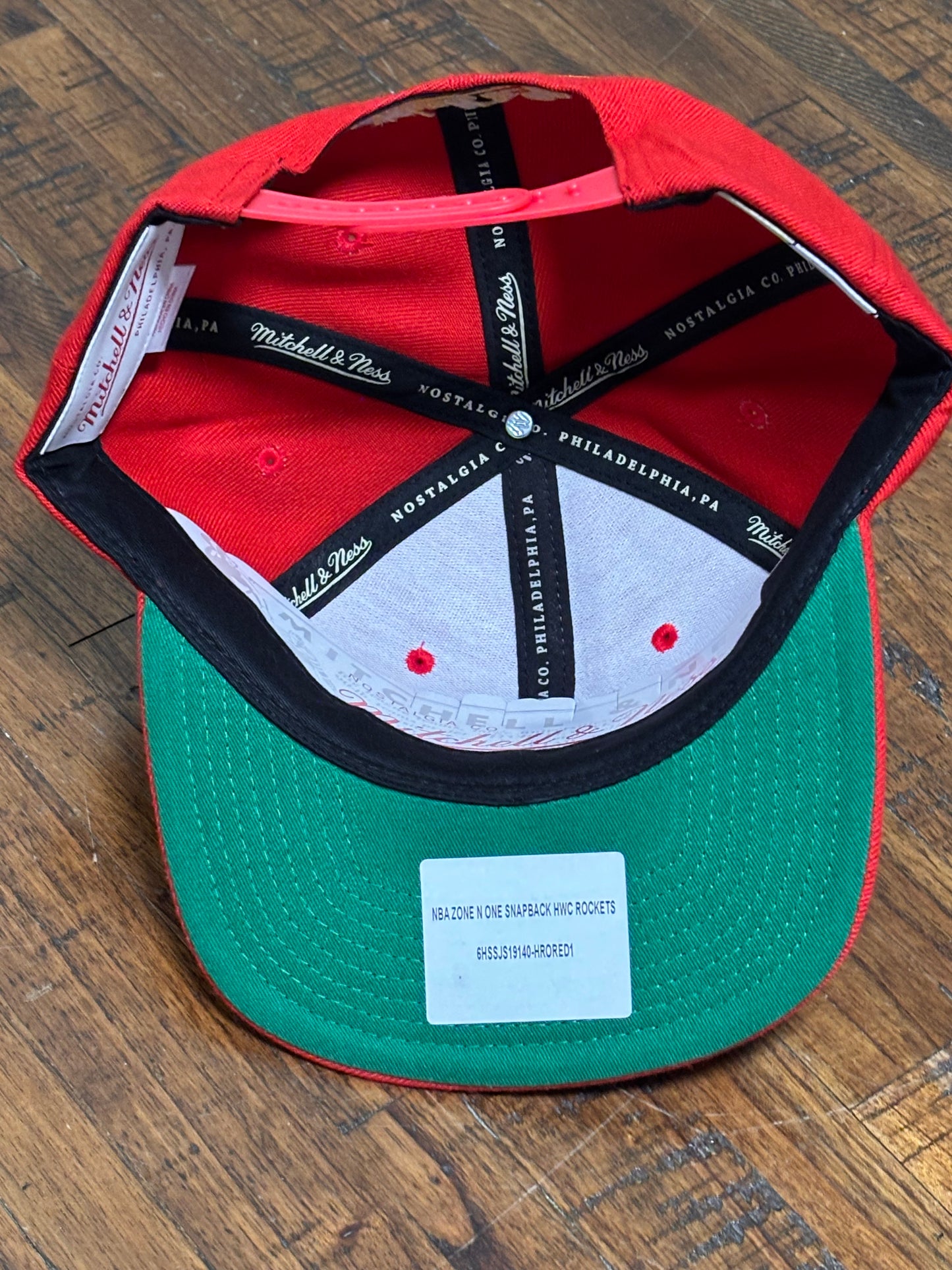 Houston Rockets Mitchell & Ness NBA Basketball HWC Hardwood Classics Zone and N One Adjustable Snap Back Hat Cap Red Black Gold New NWT