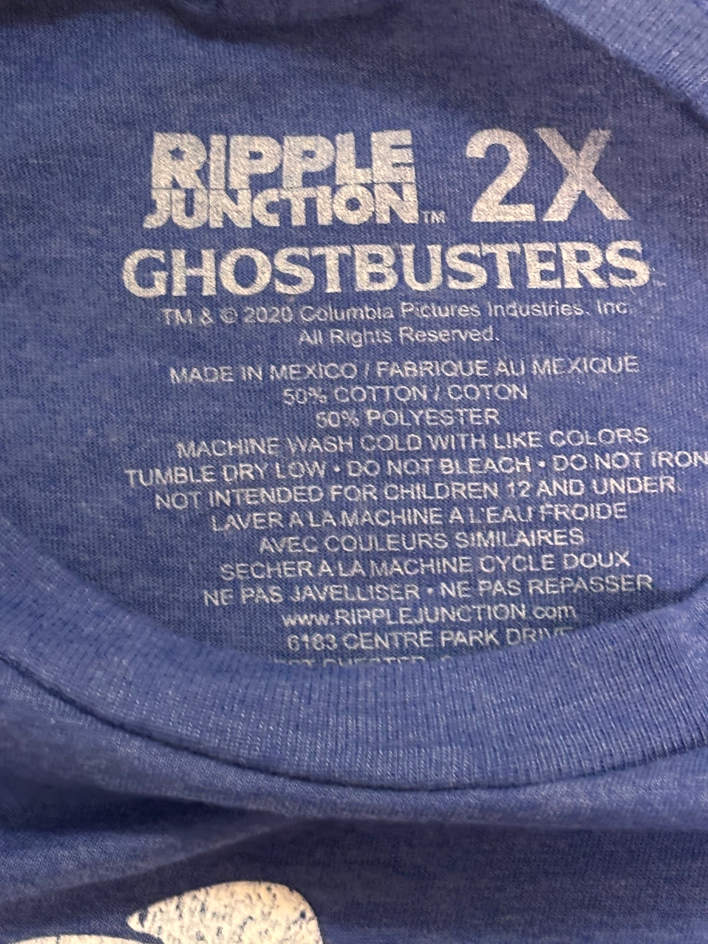Ghostbusters Ripple Junction Distressed No Ghost Logo Mens Blue T Shirt New NWOT