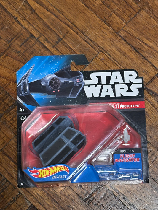 Disney Hot Wheels Mattel Star Wars with Flight Navigator 2014 Darth Vader Tie Advanced X1 Prototype Die Cast New