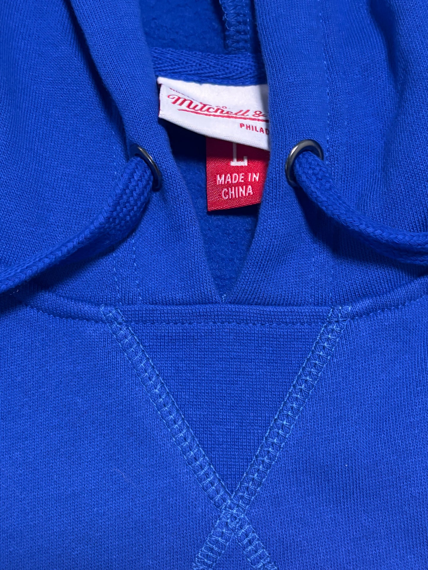 Saint Louis Los Angeles Rams Mitchell & Ness NFL Football Throwback Pre Game Short Sleeve Pullover Hoodie Hooded Sweat Shirt T-Shirt Gold Yellow Blue Men’s Large L New NWOT