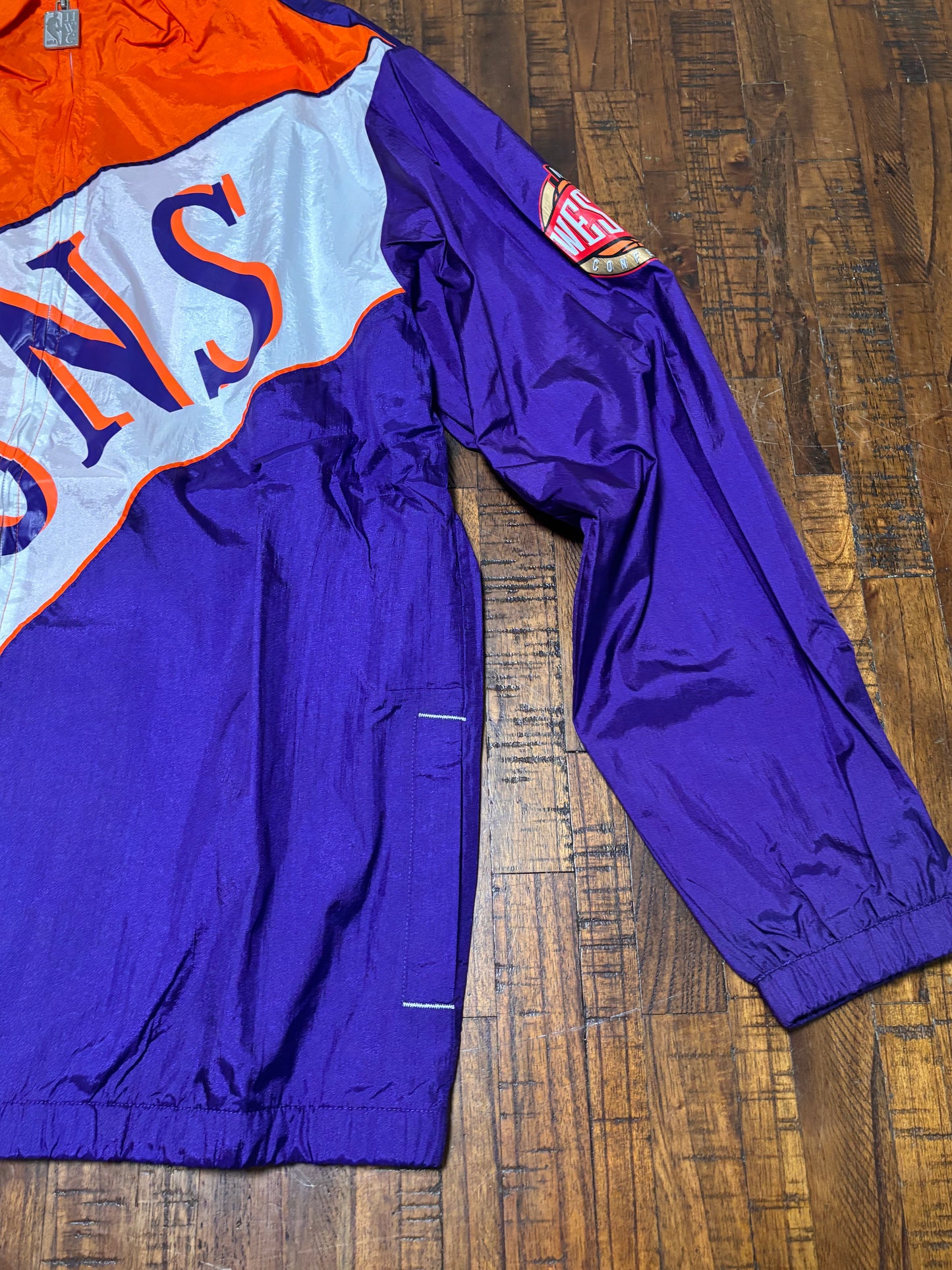 Phoenix Suns Mitchell & Ness NBA Retro Hardwood Classic HWC Lined Full-Zip Windbreaker Jacket White Orange Purple Mens L Large New NWOT