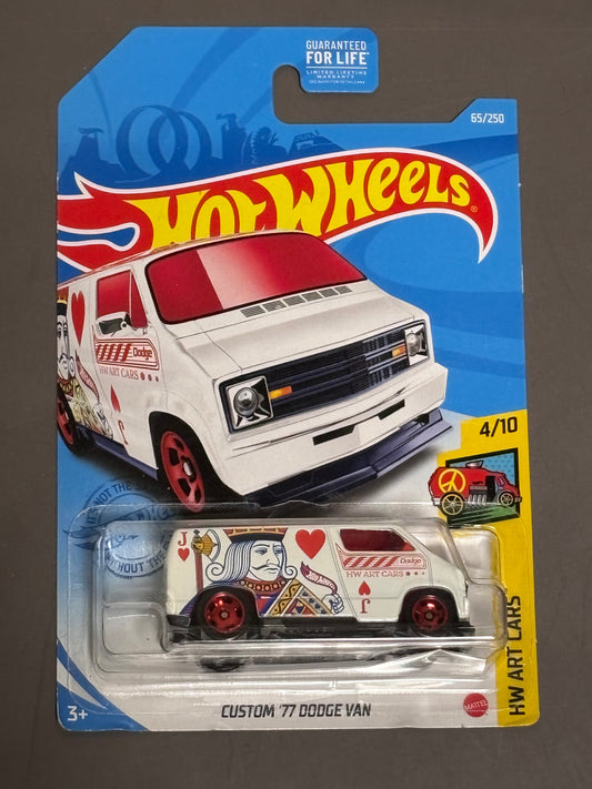 Treasure Hunt Hot Wheels Custom '77 Dodge Van  Diecast White Red Blue 1:64 2020