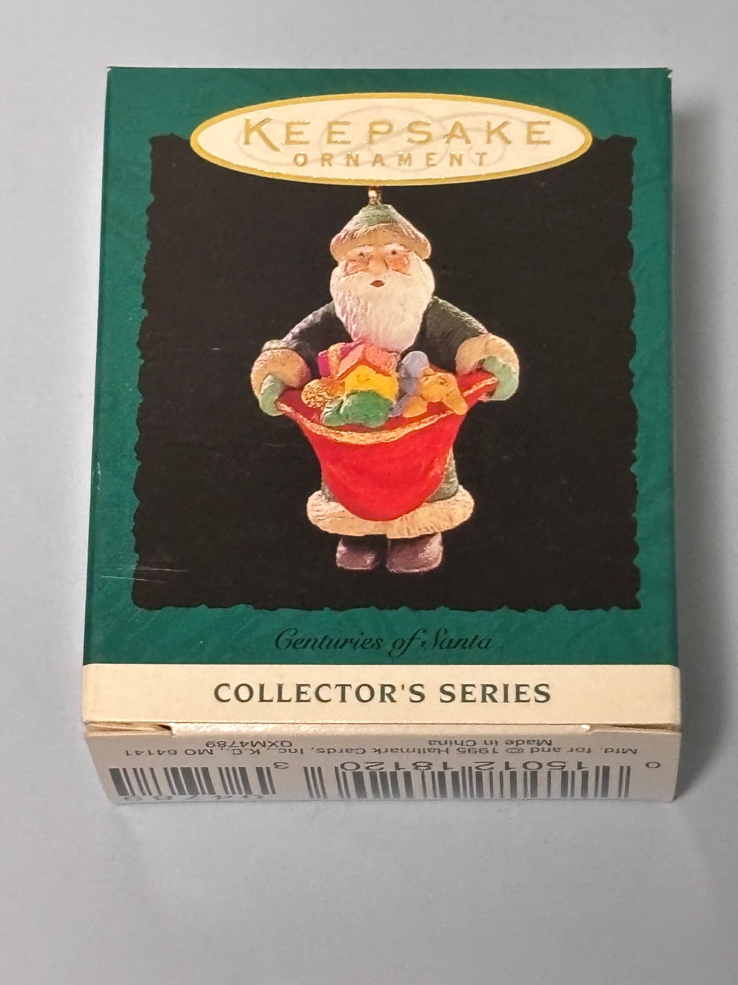 1995 Hallmark Centuries Of Santa w/Gift Basket Of Toys #2 Miniature Ornament New