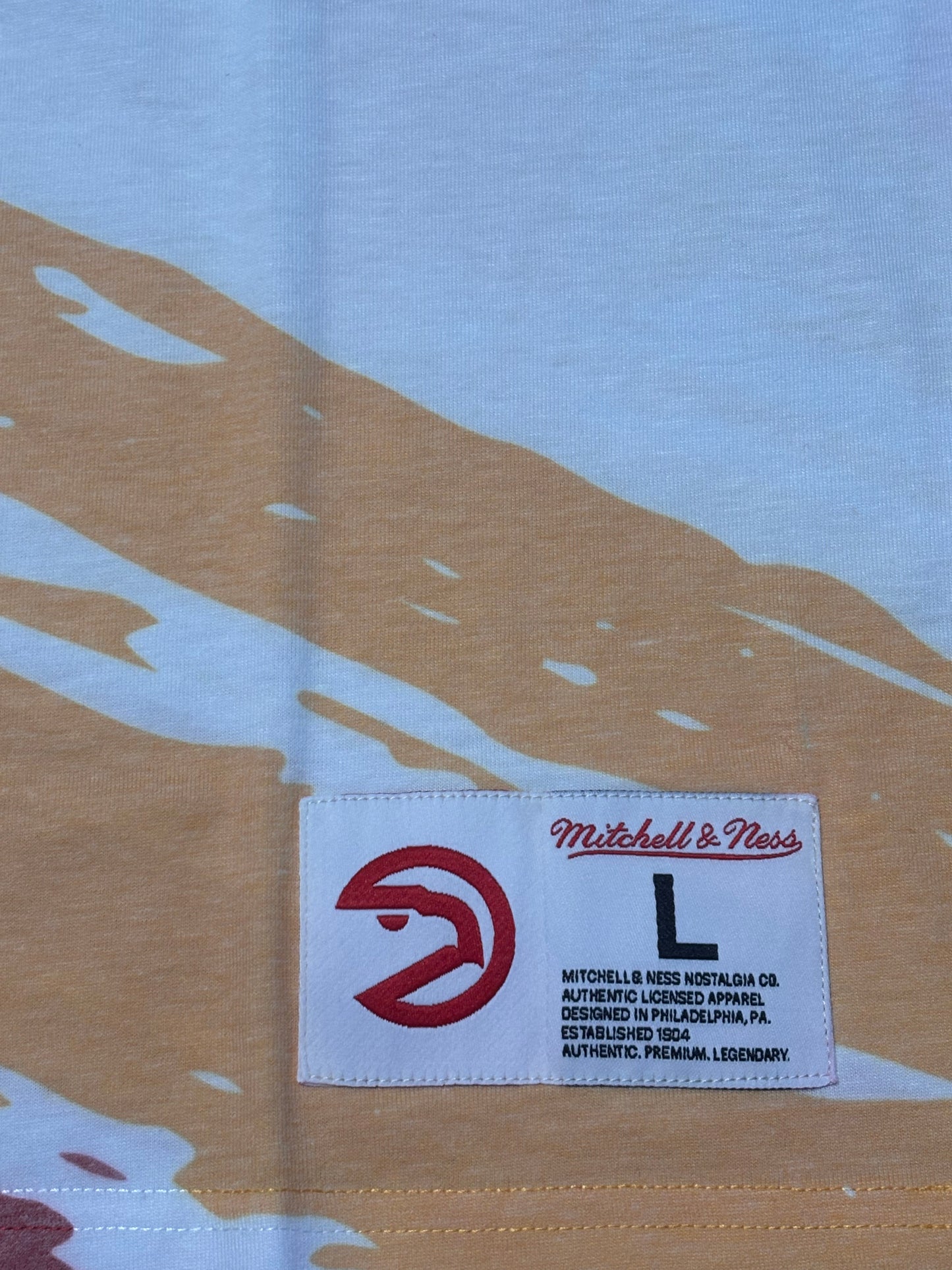 Atlanta Hawks Mitchell & Ness Hardwood Classic HWC NBA Retro Paint Brush Short Sleeve Shirt Red Men’s Large L New NWOT