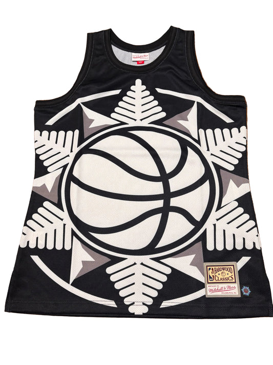 Utah Jazz Mitchell & Ness NBA Retro Hardwood Classic HWC Big Face 3.0 Black White Mens Large L New NWOT