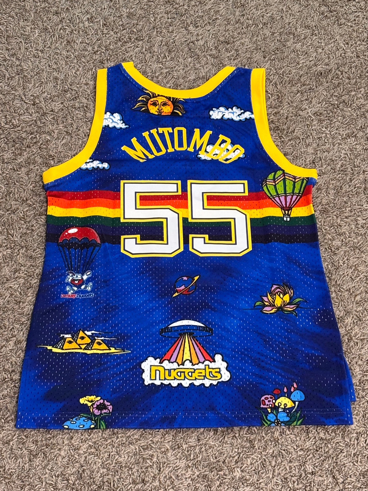 Denver Nuggets #55 Mitchell & Ness NBA Dikembe Mutombo HWC 1991-92 Hardwood Classic Swingman Blue Jersey Womens Medium M NWOT New