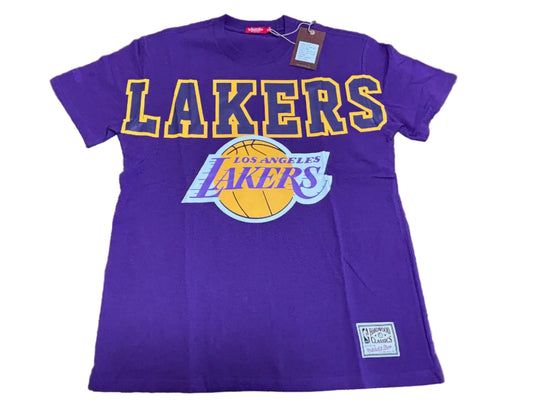 Los Angeles LA Lakers Mitchell & Ness HWC Hardwood Classic Nba Retro Short Sleeve Shirt Purple Women Medium M New NWT