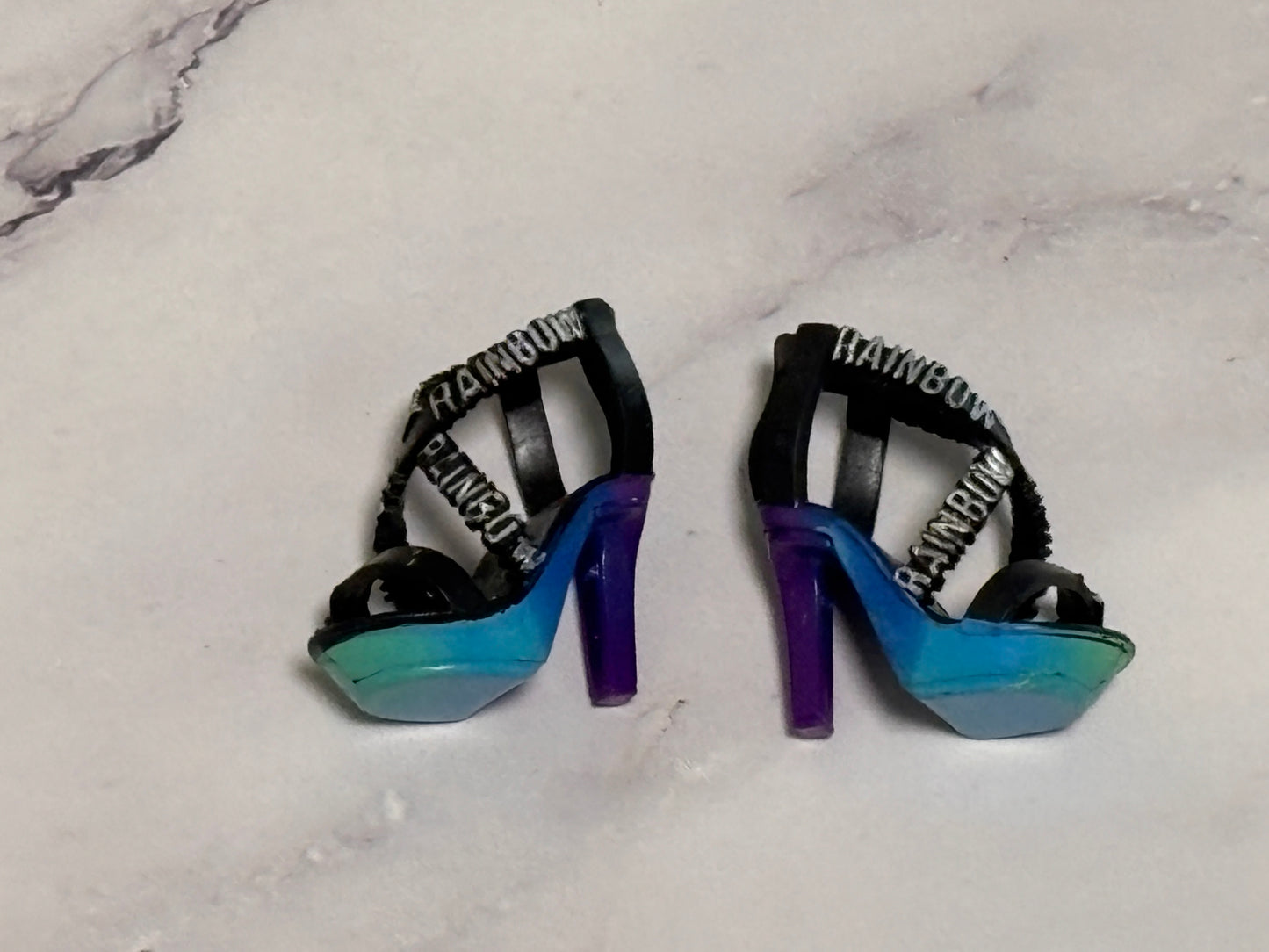 Rainbow High Devious Twins Holly De'Vious Replacement Shoes Heels Black Strappy