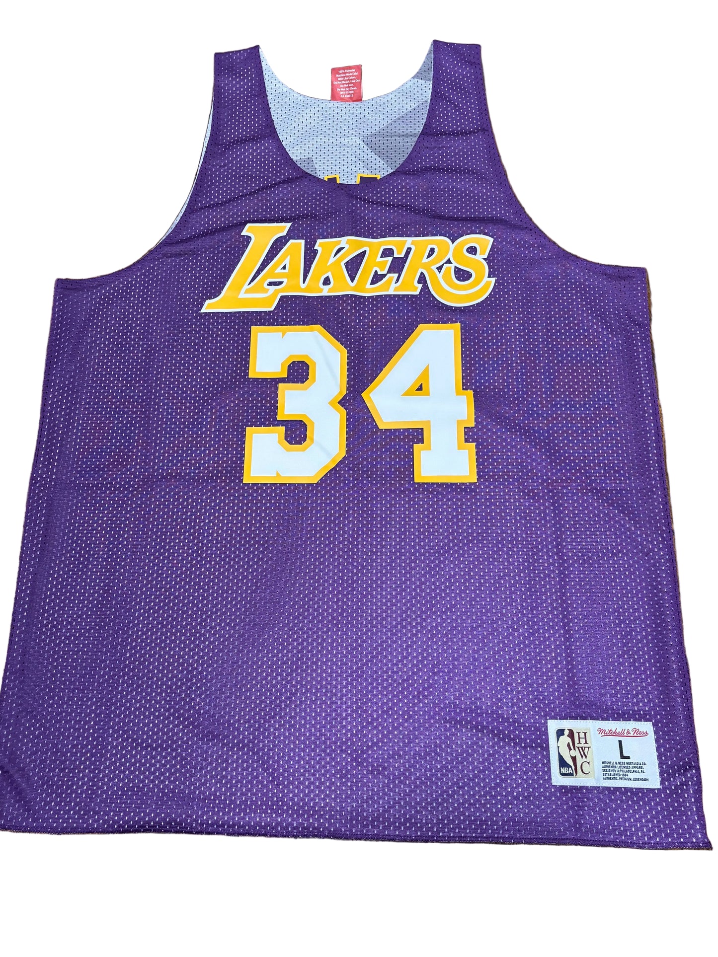 Shaq Shaquille O’Neal Los Angeles LA Lakers Mitchell & Ness Nba Mesh Reversible Tank Top Jersey Purple Gray Mens  L Large New NWOT