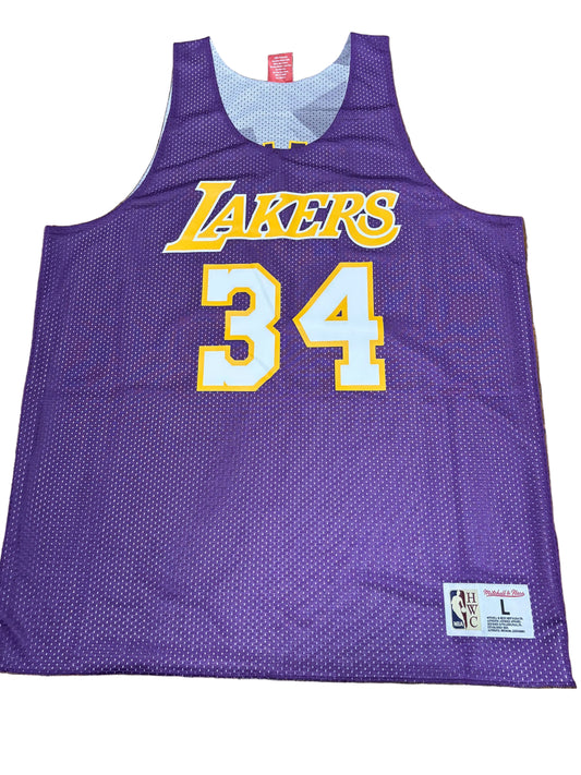 Shaq Shaquille O’Neal Los Angeles LA Lakers Mitchell & Ness Nba Mesh Reversible Tank Top Jersey Purple Gray Mens  L Large New NWOT