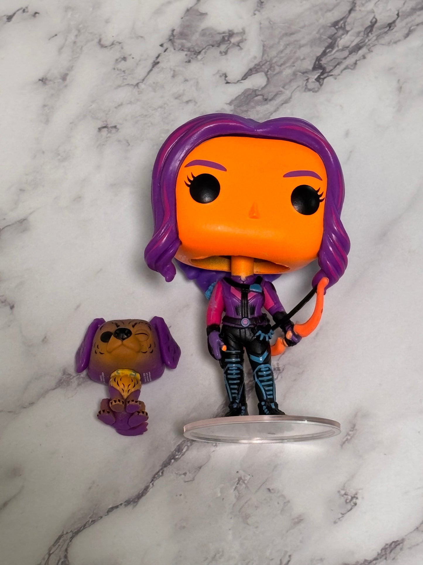 Funko Pop! Marvel Black Light Kate Bishop With Lucky Pizza Dog #1212 OOB