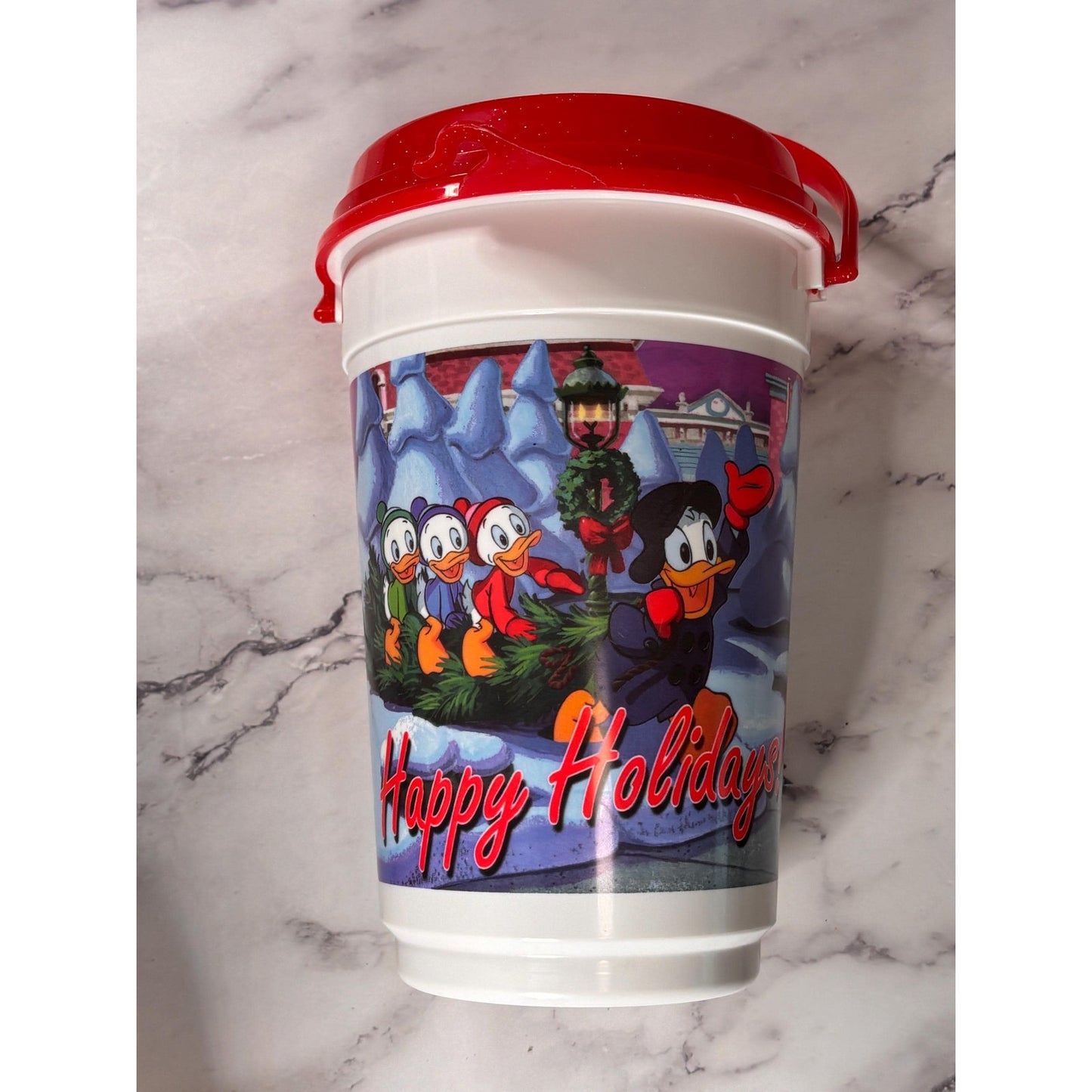 Disney Parks Holiday Christmas Popcorn Bucket Let the Memories Begin Red Lid