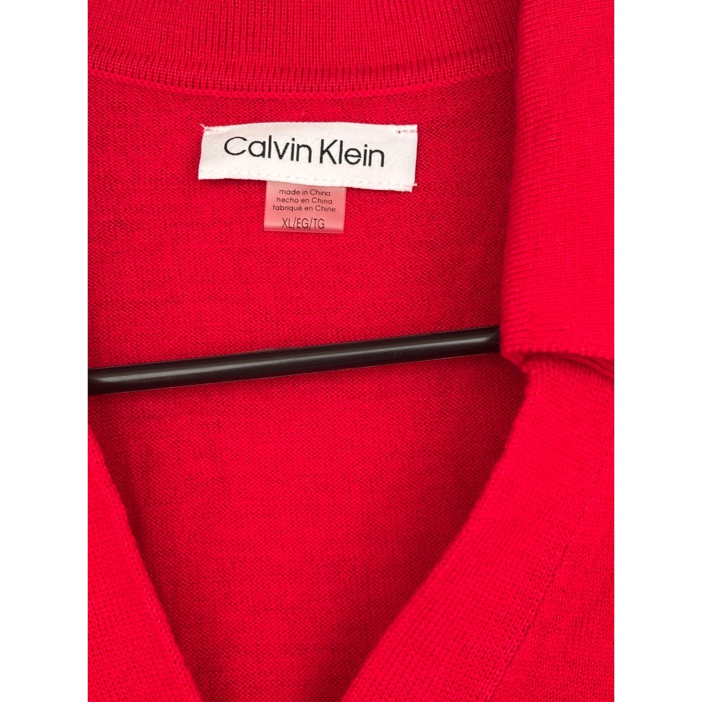 Calvin Klein Scarlet Extra Fine Merino Blend V-Neck Sweater NWT XL