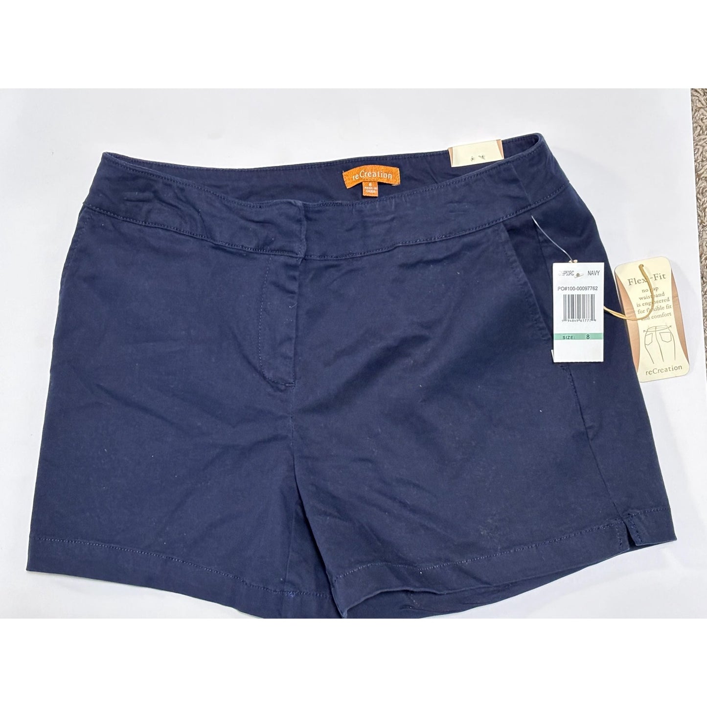 Re Creation Woman’s Navy Blue Flex Stretch Shorts Size 8 NWT