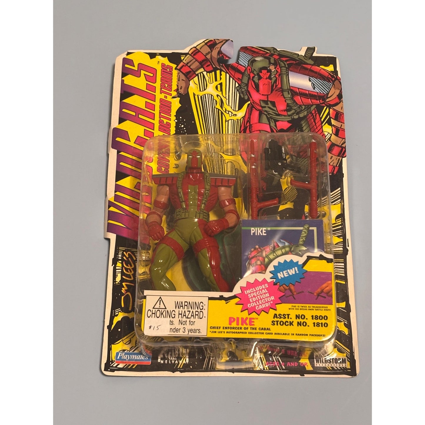 Wild C.A.T.S Playmates Action Figure Pike w/ Collector Card 1994 wildcats