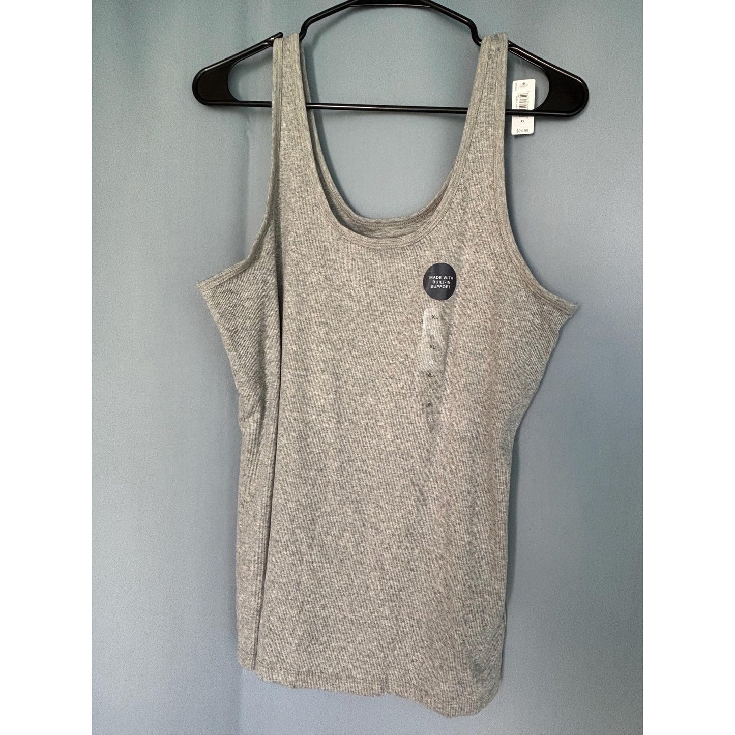 GAP Support Tank Top Interior Bra Ribbed Women's Tee GapBody Gray XL NWT