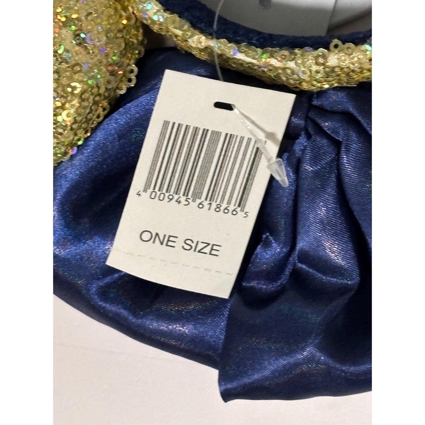 Disney Parks WDW 50th Anniversary Gold Sequin Blue Bow Ears Headband 2022