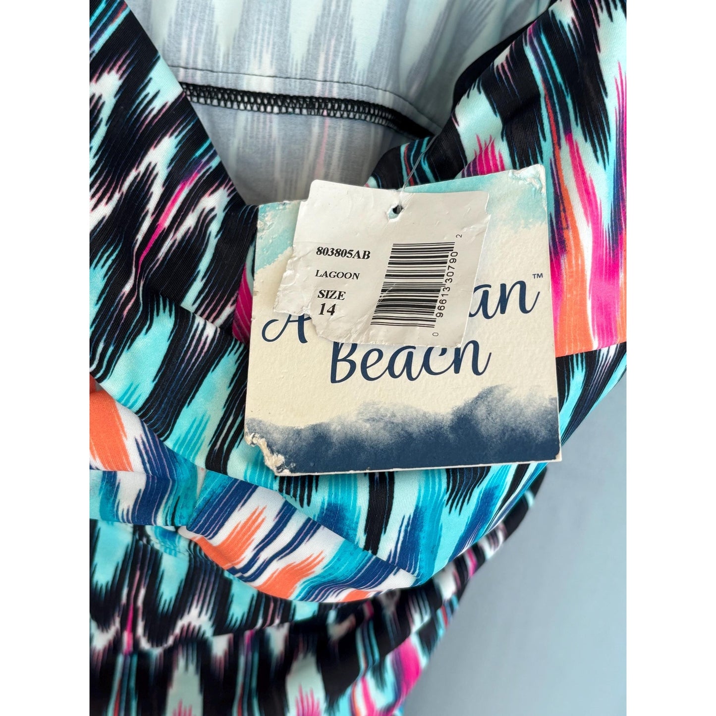 American Beach Lagoon Multi Color Swim Top Suit Size 14 NWT