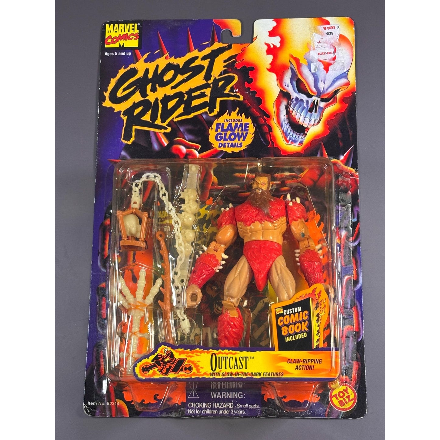 1996 Marvel Toybiz Ghost Rider 6" Outcast w/ Claw Ripping Action Figure New