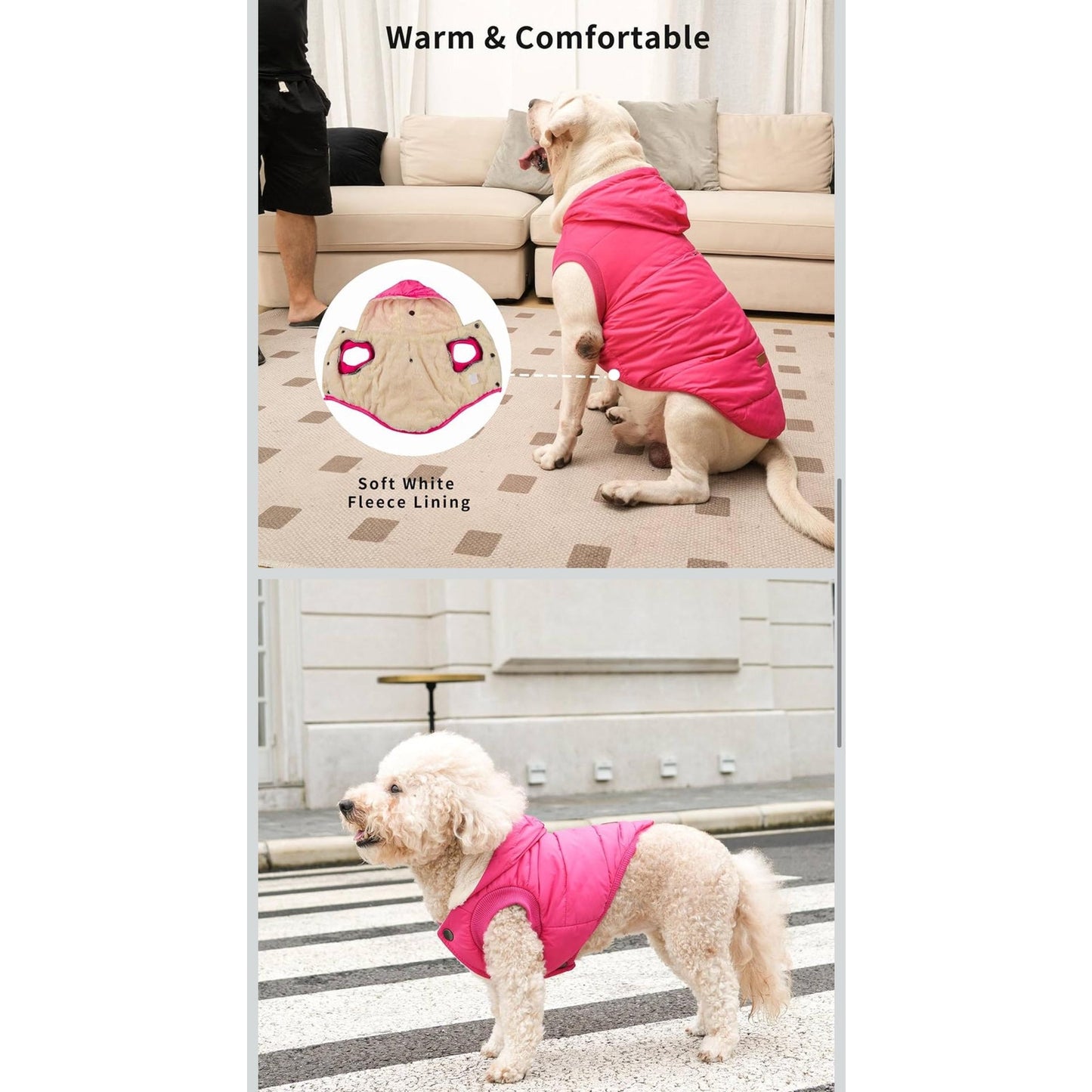 Vecomfy Fleece Dog Hoodie Small Dogs Jacket Puppy Coats with Hooded Pink M NWT